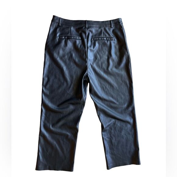 GOOD AMERICAN FAUX LEATHER WIDE LEG CROPPED TROUSER Size 15 NWOT - Picture 10 of 11